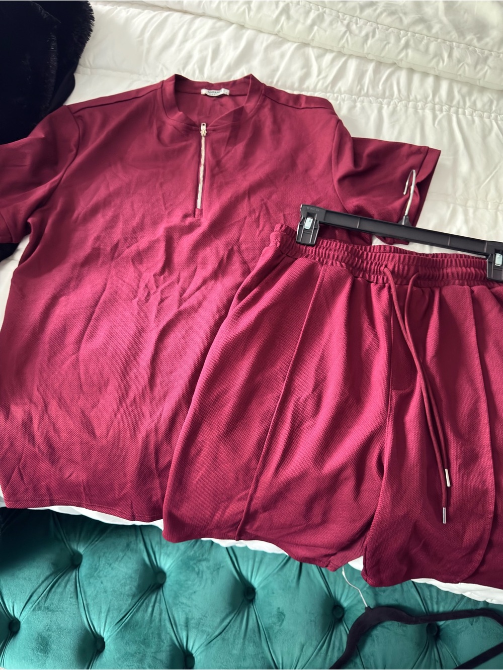 Men's Burgundy Athletic Shorts - Drawstring Waist